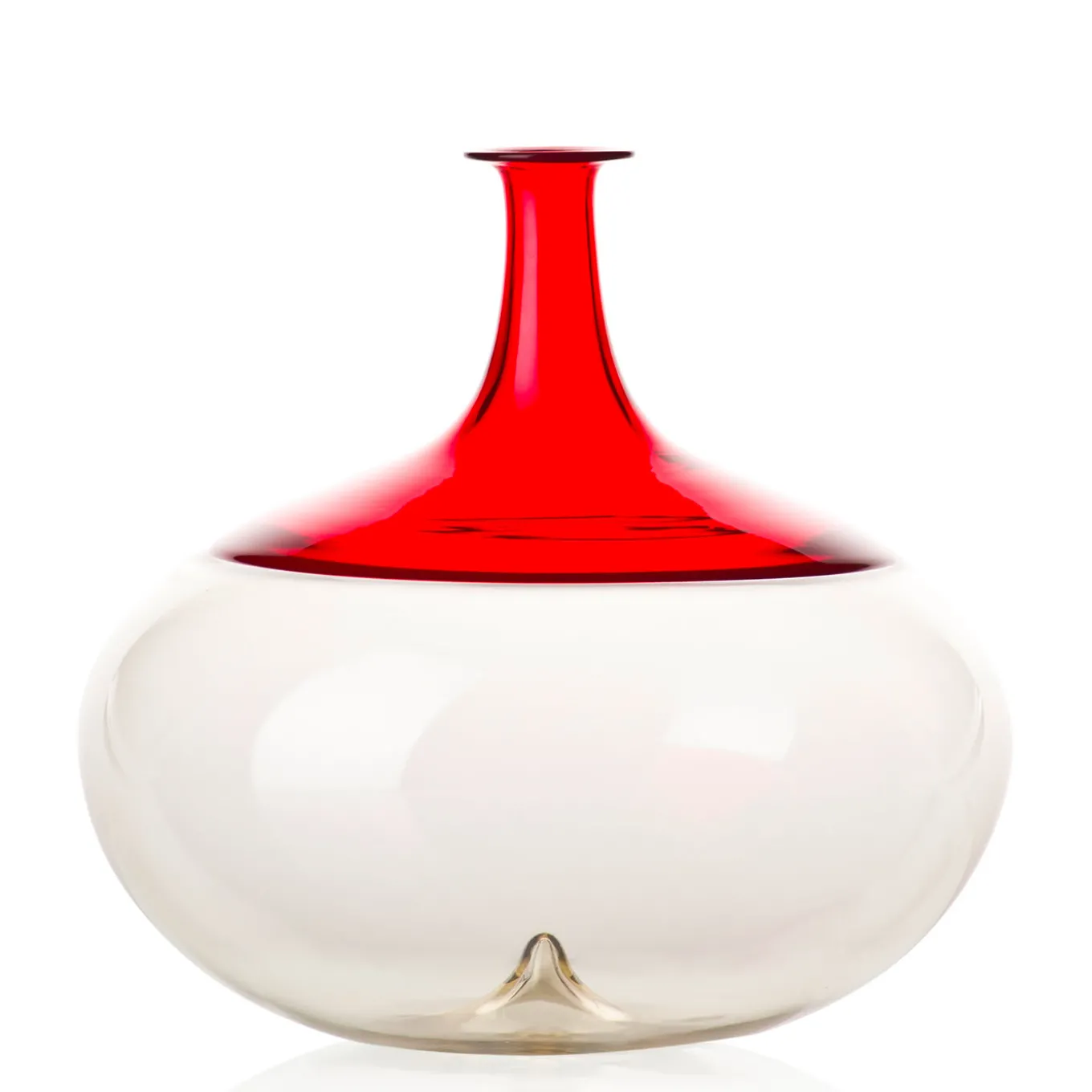 Bolle Round Vase by Tapio Wirkkala in Red/Clear
