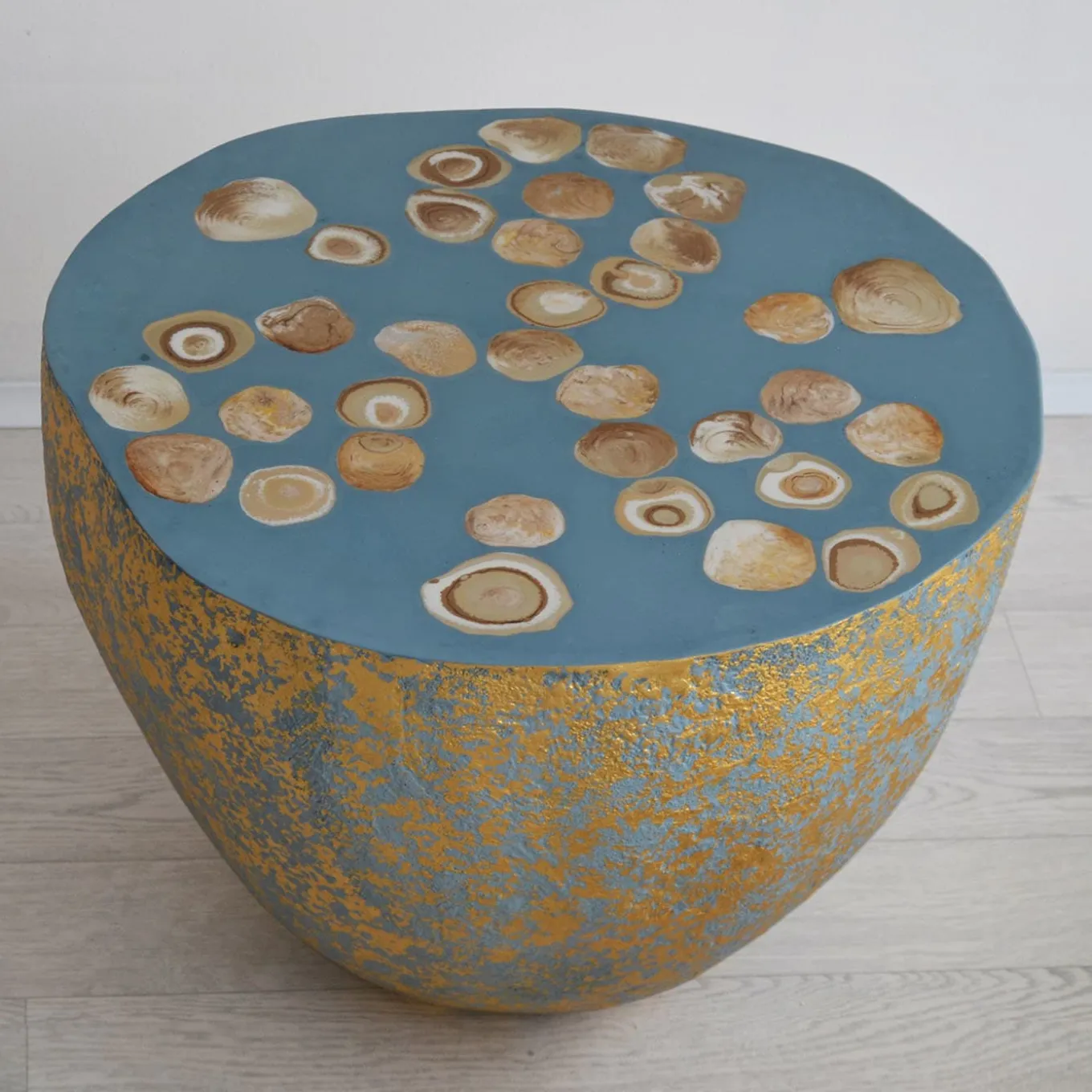 BonBon Irregular Golden and Powder Blue Coffee Table