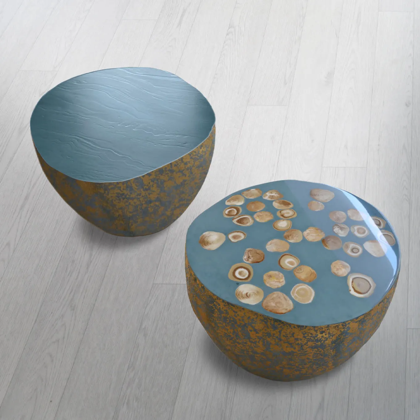 BonBon Irregular Golden and Powder Blue Coffee Table