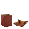 Bordeaux and cognac leather paper block holder and miu box set