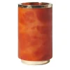 Borealis Orange Alabaster & Polished Brass Vase