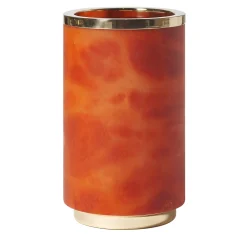 Borealis Orange Alabaster & Polished Brass Vase