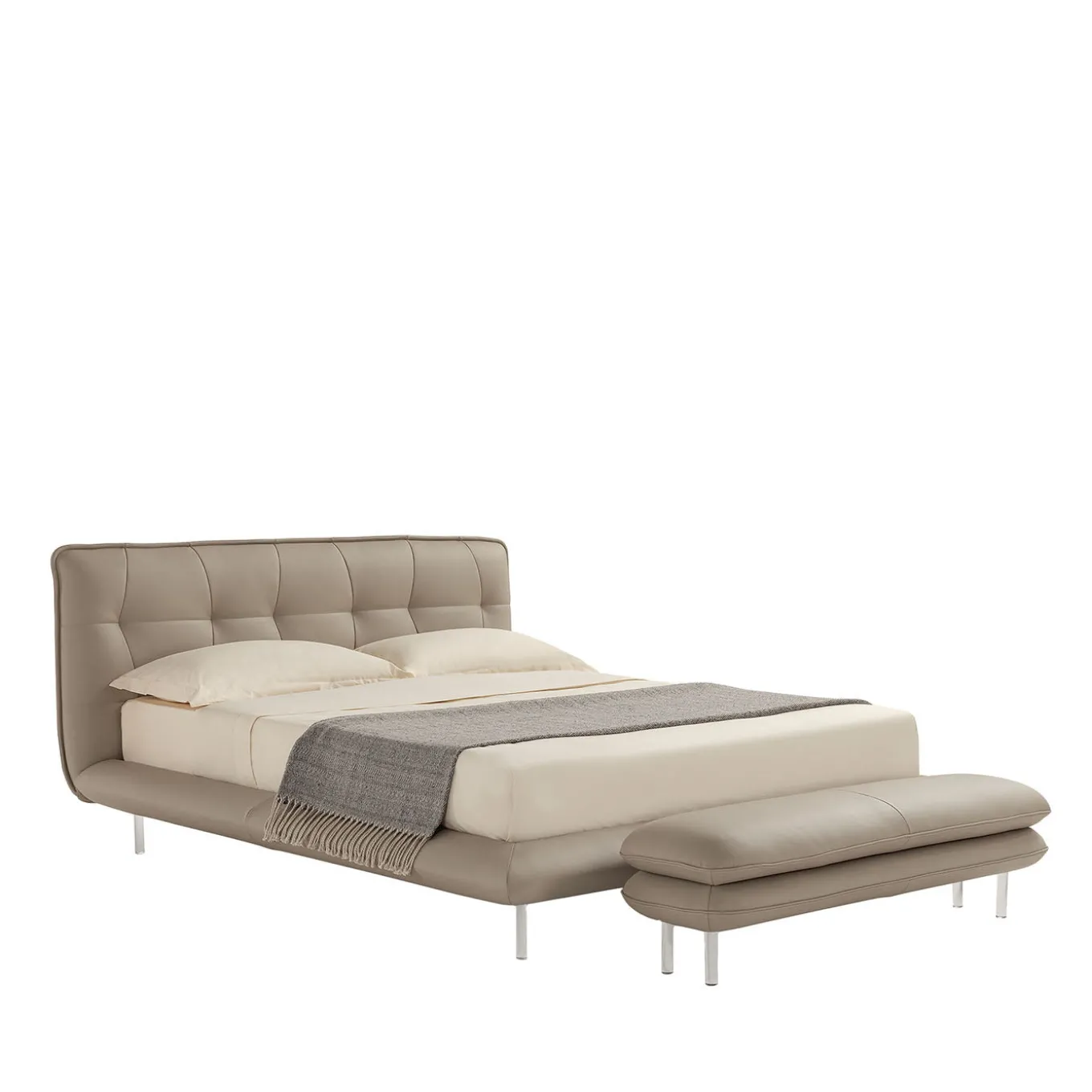 Borg 905 Beige Leather Bed & Bench