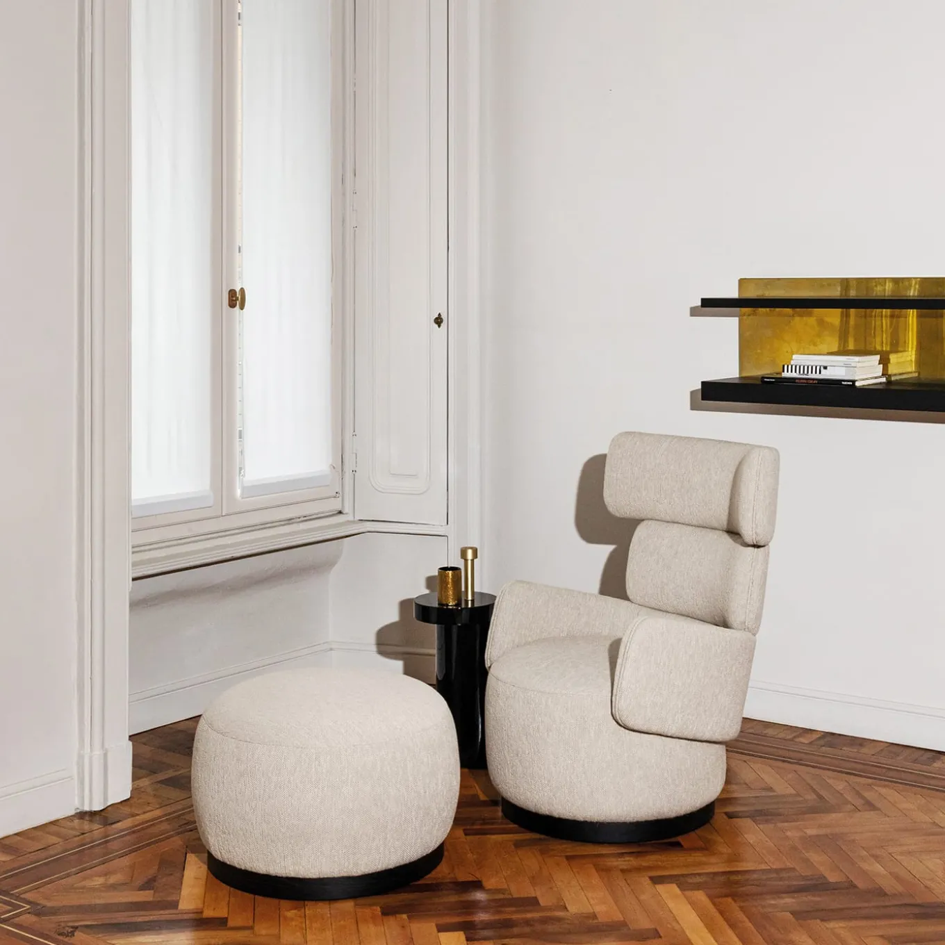 Boris Beige Pouf by Dainelli Studio