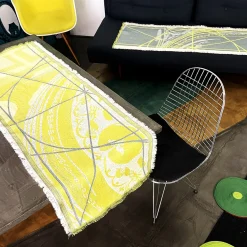 Borromi Double-Sided Runner in Cedar Yellow & Blue Green Alga