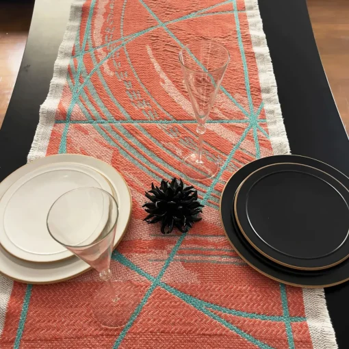 Borromini Double-Sided Runner in Tiffany and Red Rowan