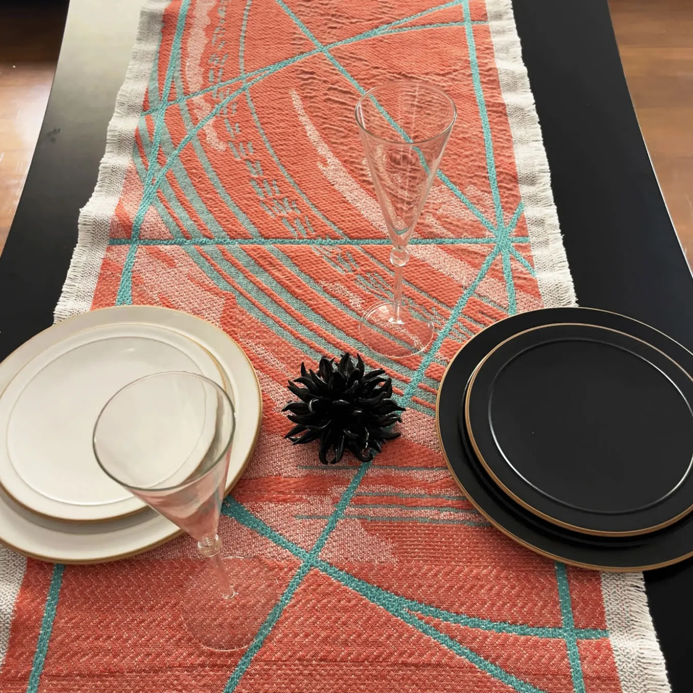 Borromini Double-Sided Runner in Tiffany and Red Rowan