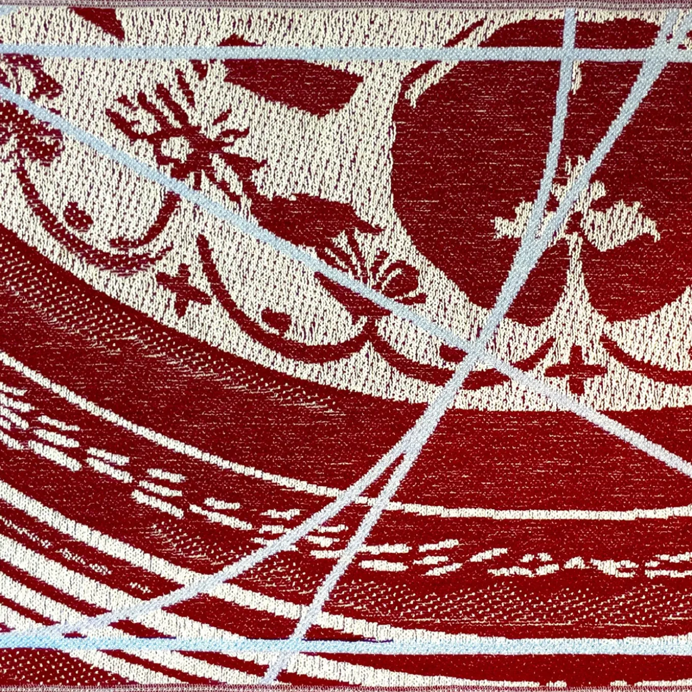 Borromini Double-Sided Runner in Garnet and Himmel Blue