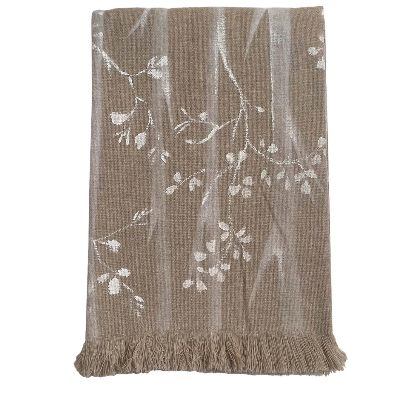 Bosco Fringed Brown Handpainted Blanket