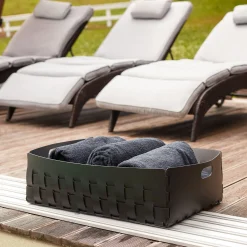 Bottega Black/Gray Linens Basket by Ekaterina Borovkova