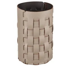 Bottega Cappuccino and Chocolate Leather Waste Basket