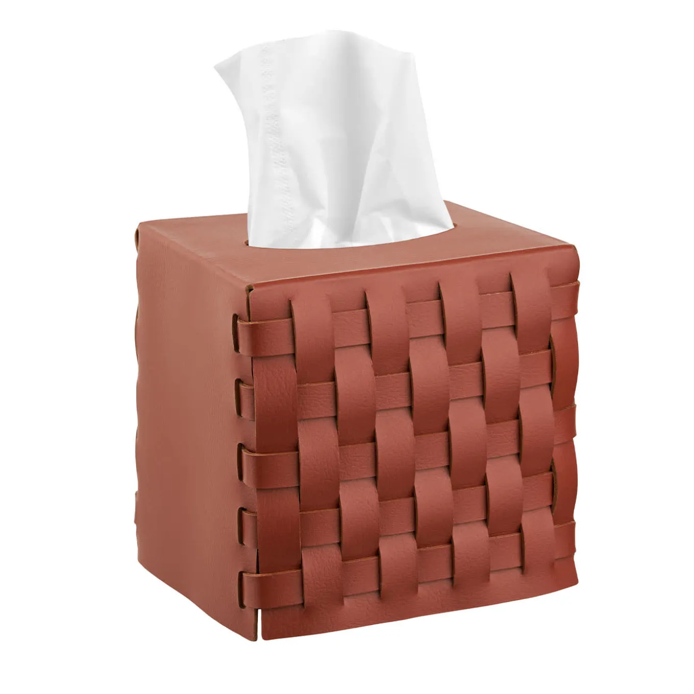 Bottega Leather Bordeaux Napkin Holder by Ekaterina Borovkova