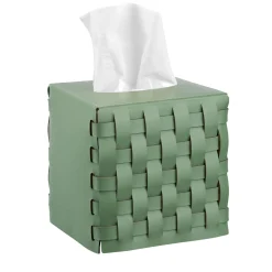 Bottega Leather Eucalyptus Napkin Holder by Ekaterina Borovkova