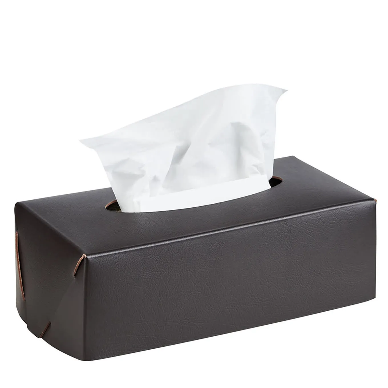 Bottega Leather Rectangular Black Napkin Holder by E. Borovkova