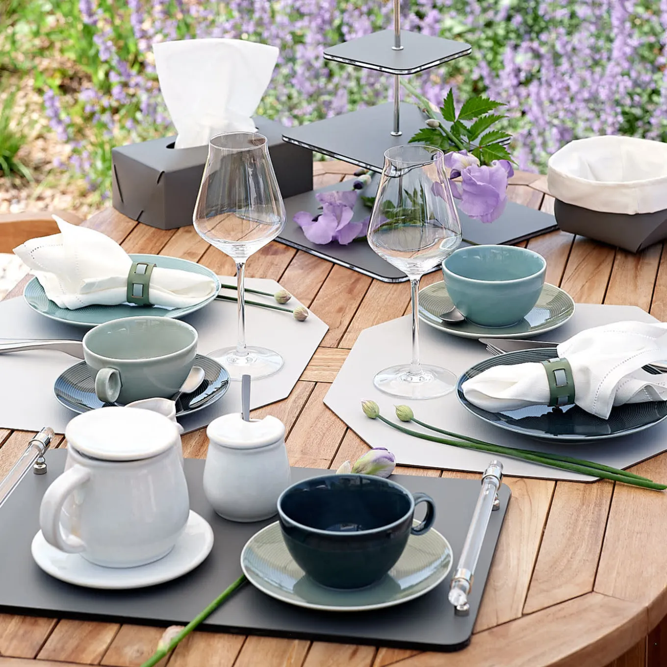 Bottega Leather Rectangular Black Napkin Holder by E. Borovkova