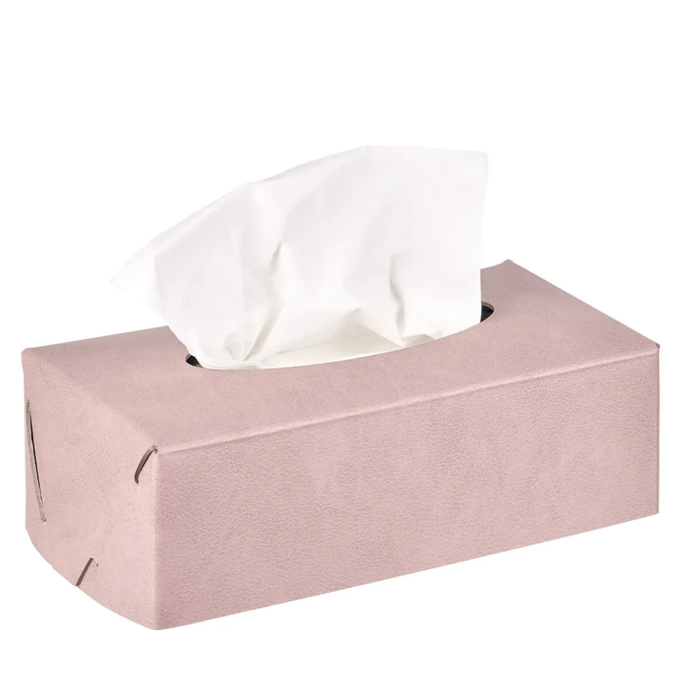 Bottega Leather Rectangular Ash Rose Napkin Holder by E.Borovkova