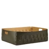 Bottega Olive and Mustard Leather Basket