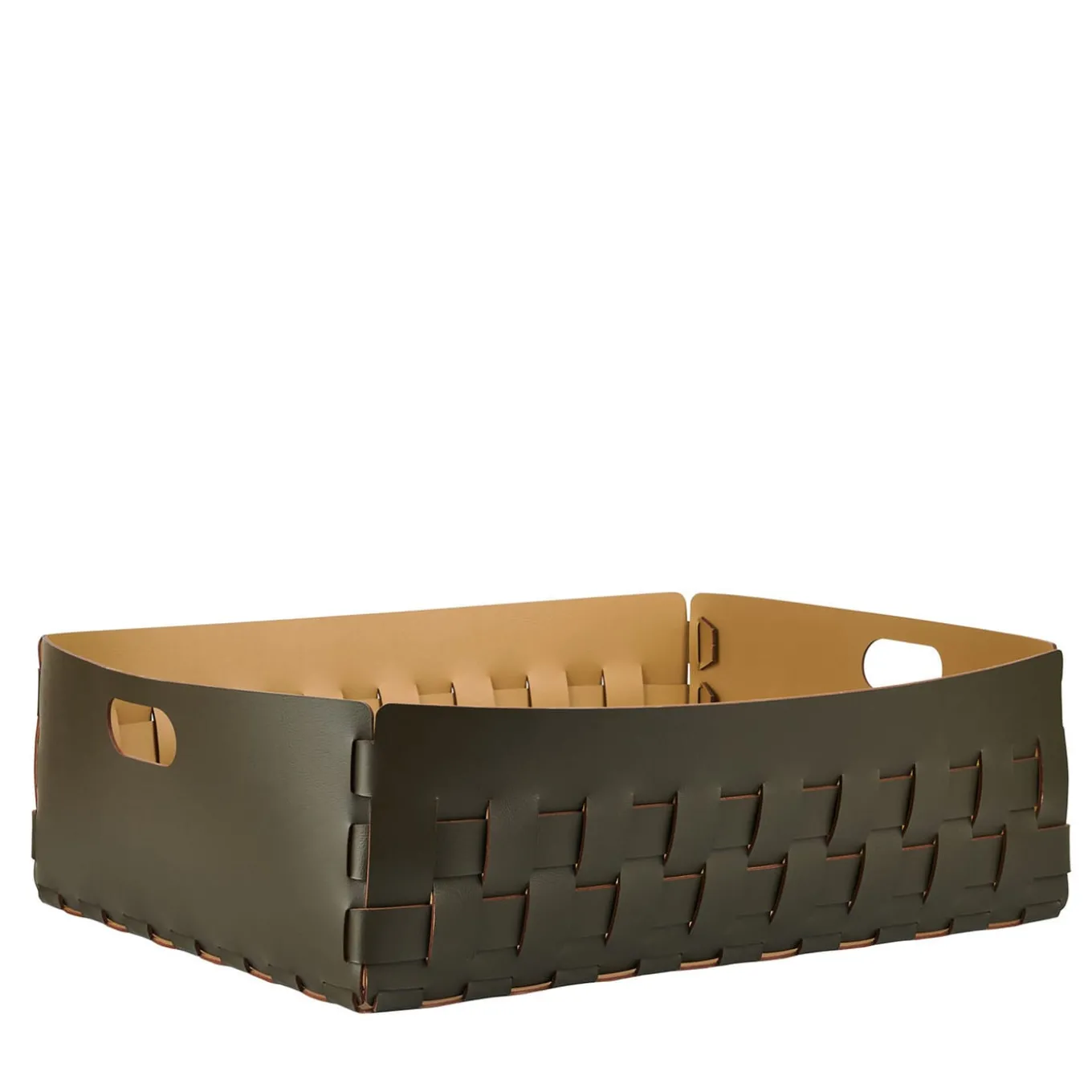 Bottega Olive and Mustard Leather Basket