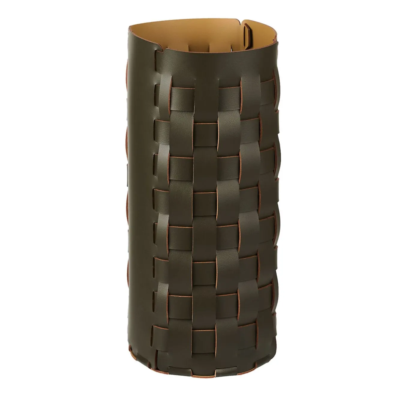 Bottega Olive and Mustard Leather Umbrella Stand