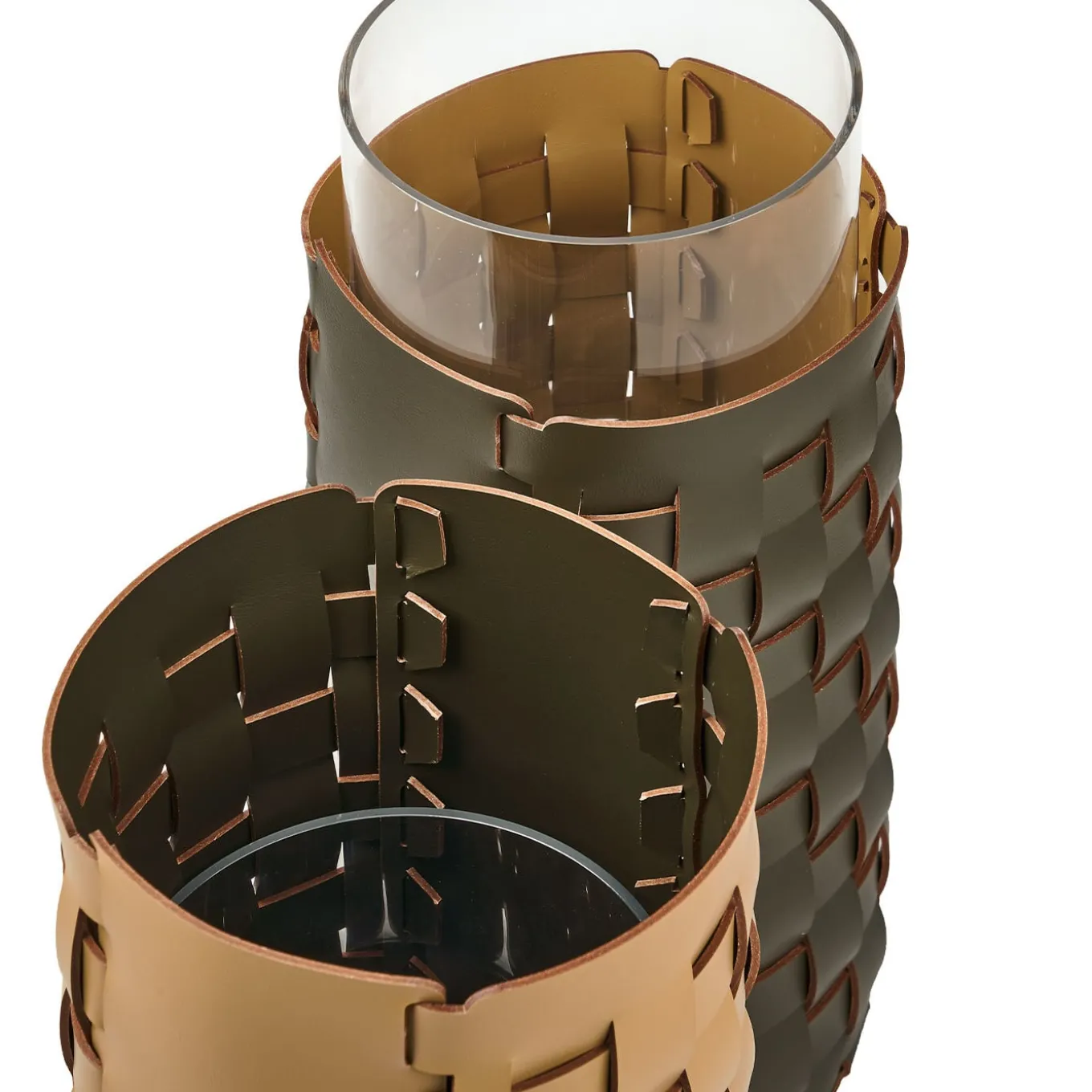 Bottega Olive and Mustard Leather Umbrella Stand