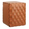 Bottega Padded Cognac Leather Pouf