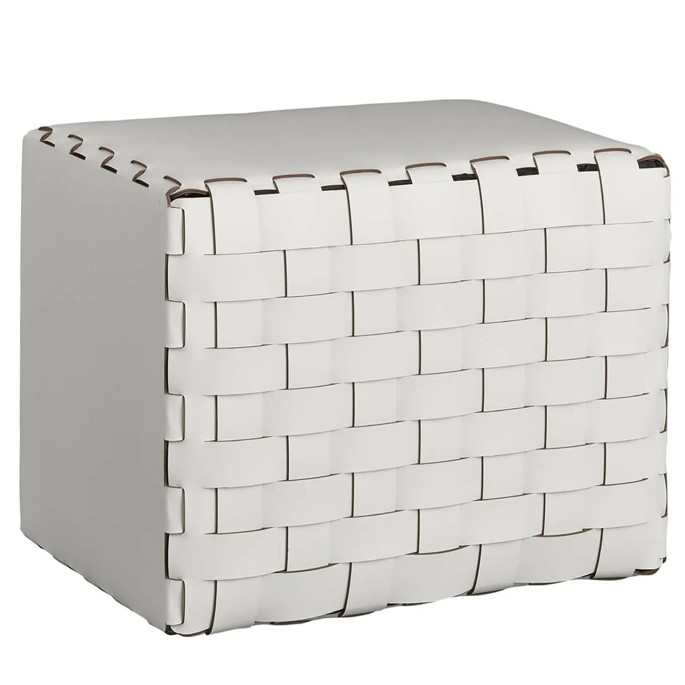 Bottega Padded White Leather Pouf #1