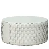 Bottega Round White Leather Pouf