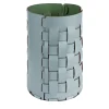 Bottega sky blue and eucalyptus leather waste basket
