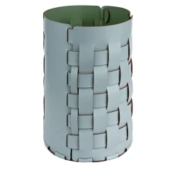 Bottega sky blue and eucalyptus leather waste basket