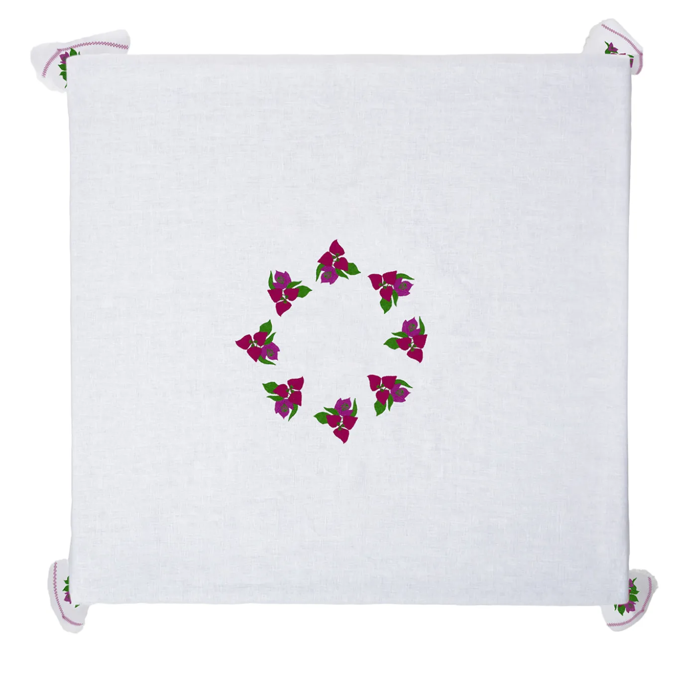 Bouganville White & Pink Linen Tablecloth