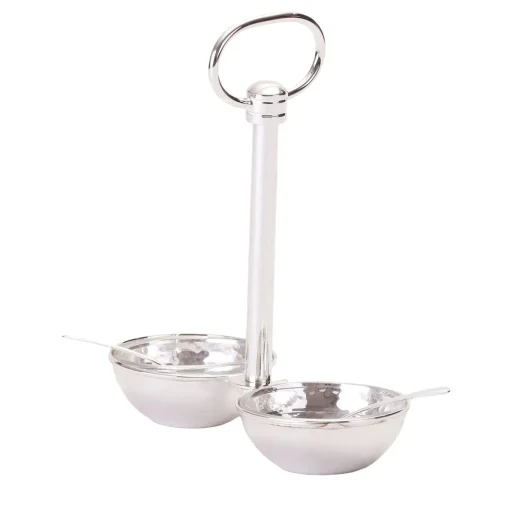 2-Bowl Silver Salt & Pepper Cruet