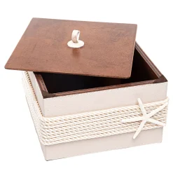 Box with Rope and Cream Eco-Leather Inserts