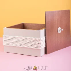 Box with Rope and Cream Eco-Leather Inserts
