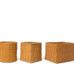 Braided Cylindrical Ocher Basket by Oscar Maschera