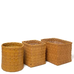 Braided Cylindrical Ocher Basket by Oscar Maschera