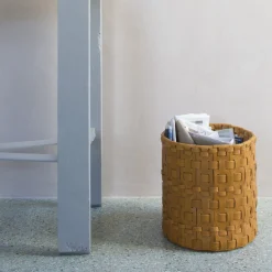 Braided Cylindrical Ocher Basket by Oscar Maschera