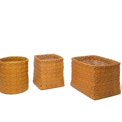 Braided Square-Cut Ocher Basket by Oscar Maschera