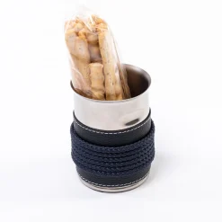 Breadstick Holder with Blue Eco-Leather and Rope Inserts