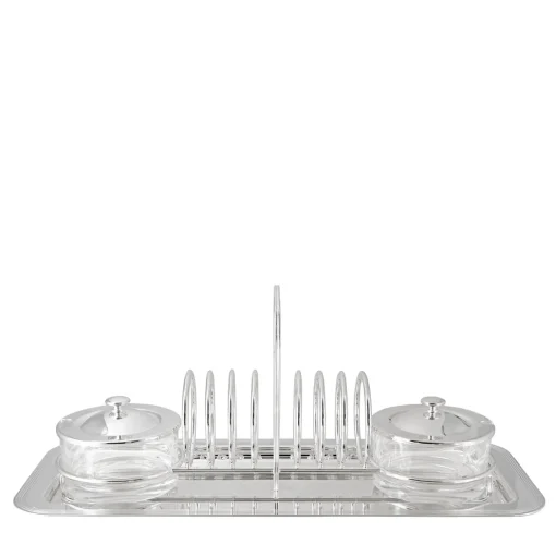Breakfast Set of Toast Holder and 2 Jam Pots