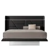 Brera Black Leather & Sycamore Wood Bed