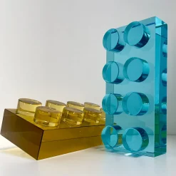 Brick Handmade Blu Crystal Sculpture