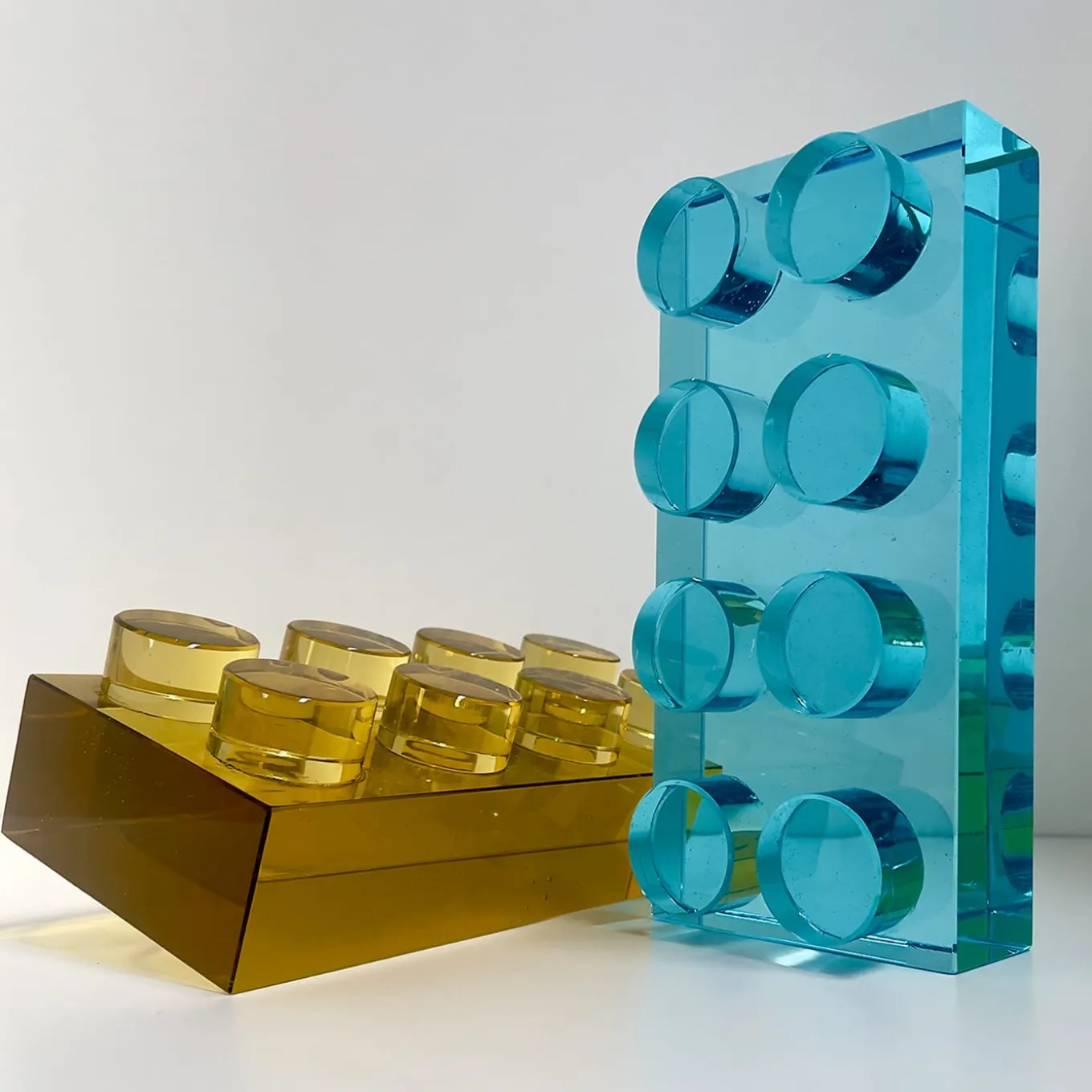 Brick Handmade Blu Crystal Sculpture