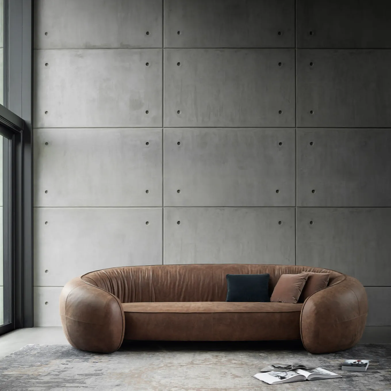 Bridge 3-Seater Brown Sofa by Stefano Giovannoni