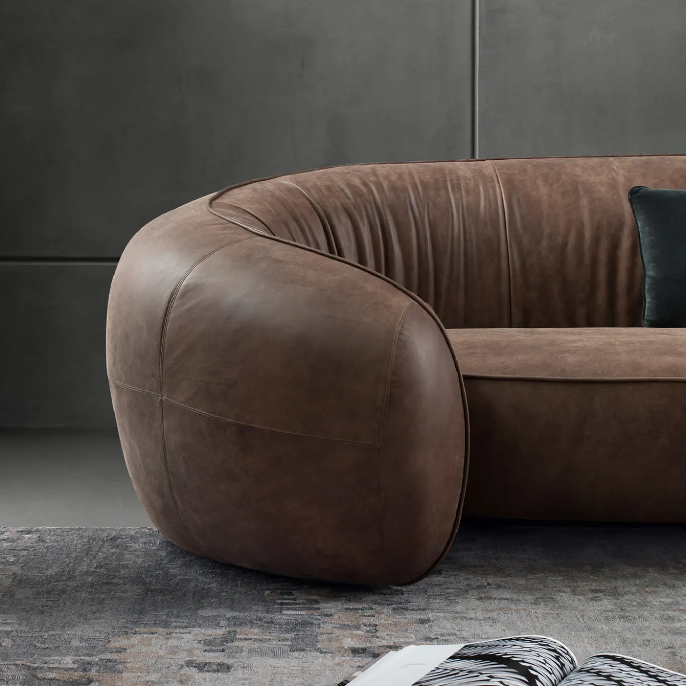 Bridge 3-Seater Brown Sofa by Stefano Giovannoni