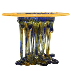 Bright Orange And Blue Glass Sculpture