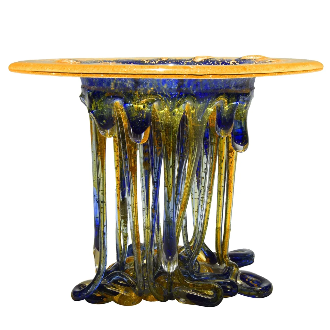 Bright Orange And Blue Glass Sculpture