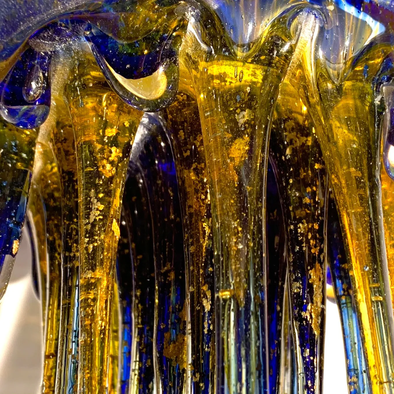 Bright Orange And Blue Glass Sculpture