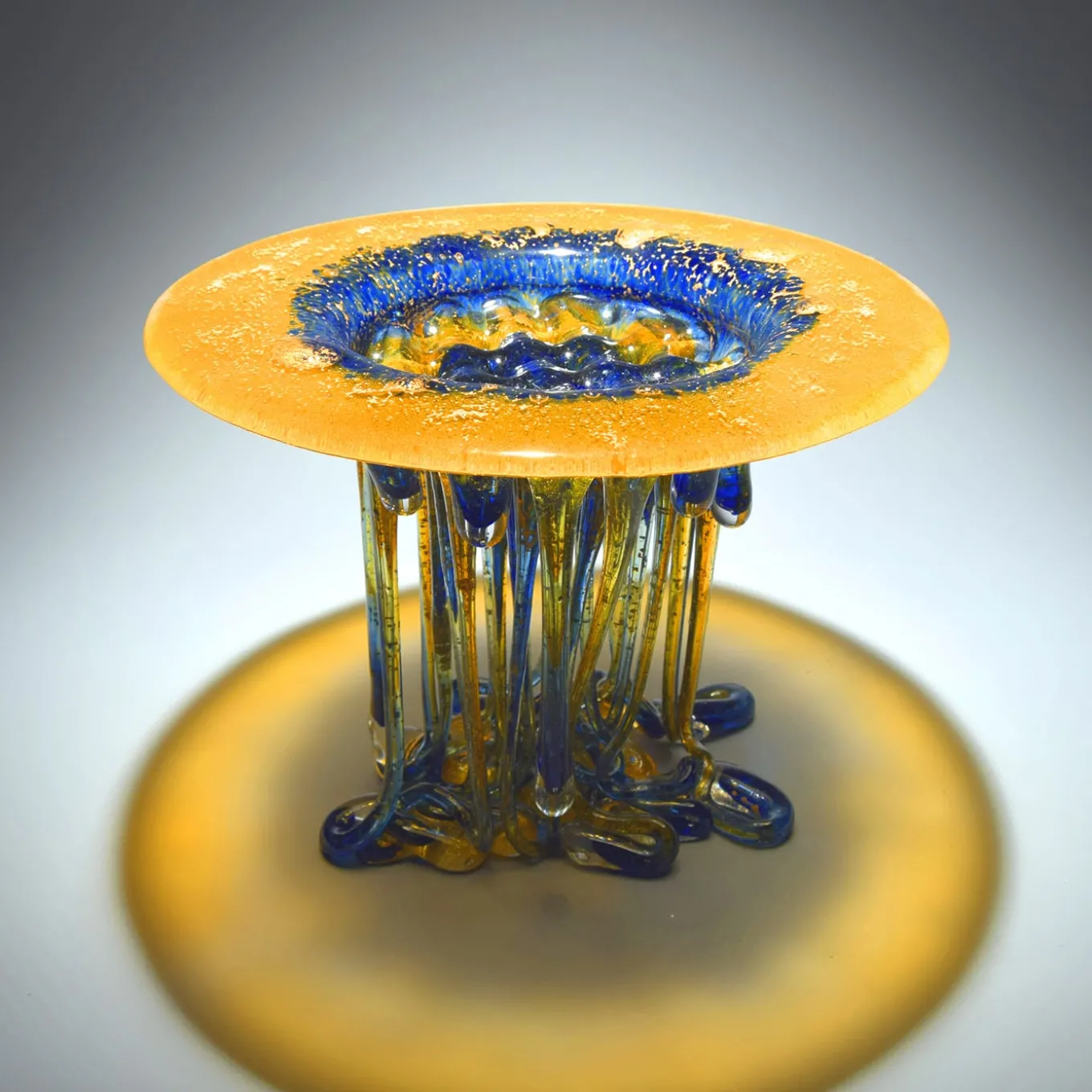 Bright Orange And Blue Glass Sculpture