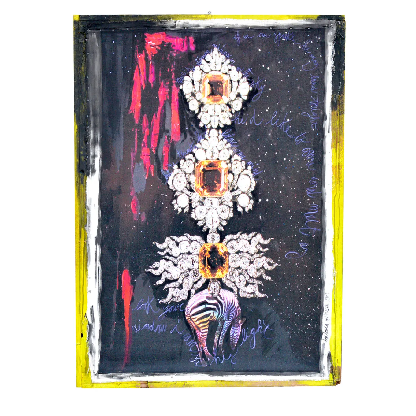 Broché Zebrata Framed Vintage Textile Art