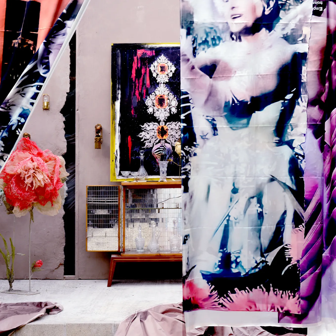 Broché Zebrata Framed Vintage Textile Art